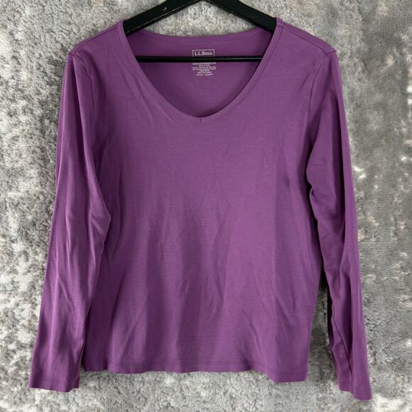 L.L. Bean Tops - LL Bean Size M Supima Cotton Minimalist Casual Top Purple Long Sleeve Pullover